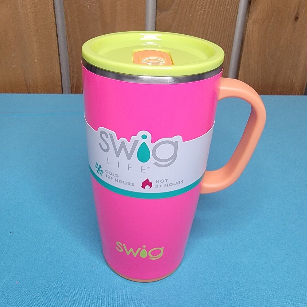 SwigLife Swig Tutti Frutti Travel Mug 22 oz Pink Yellow Orange NWT